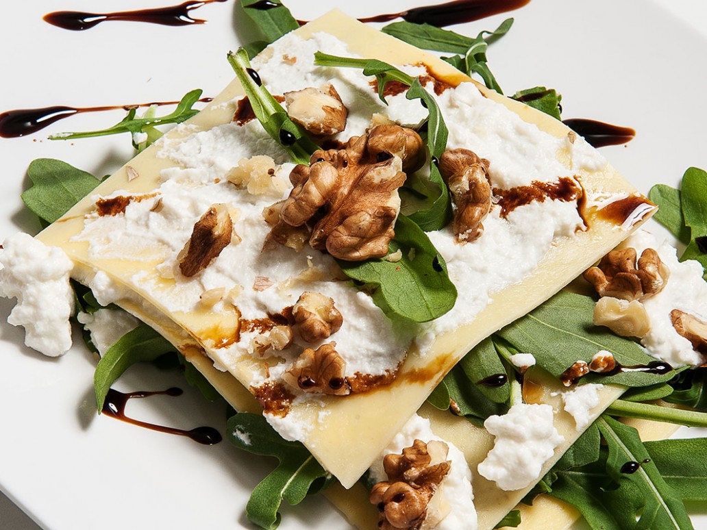 Lasagne light con ricotta, noci e aceto balsamico